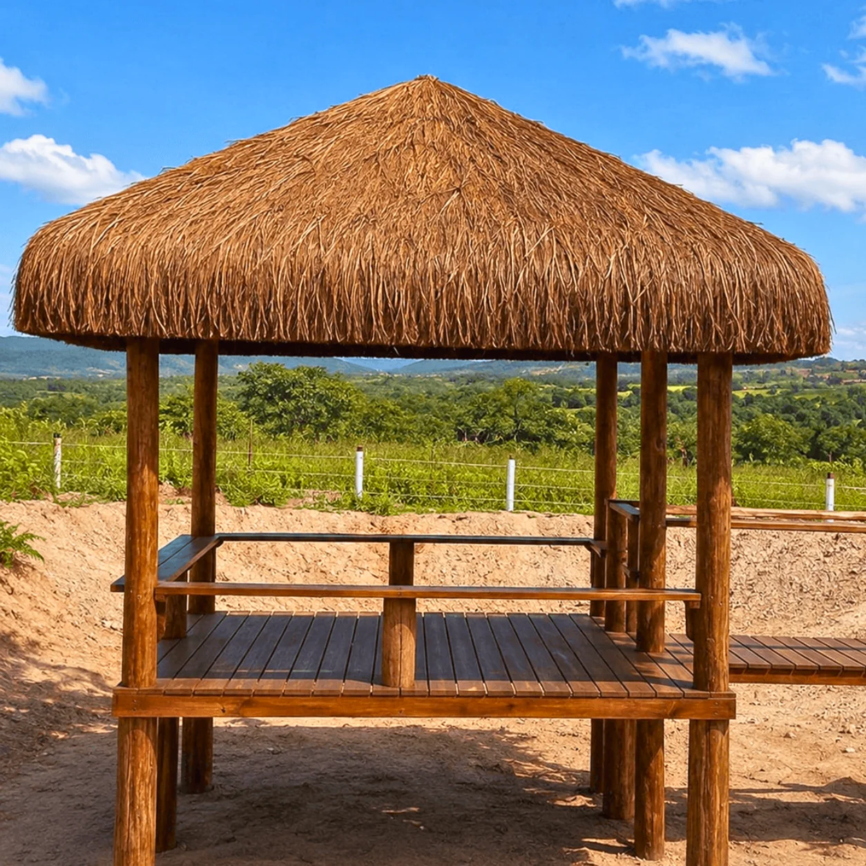 Cobertura rústica com piaçava natural