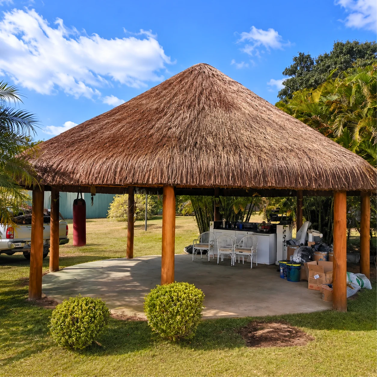 Área gourmet com cobertura de piaçava